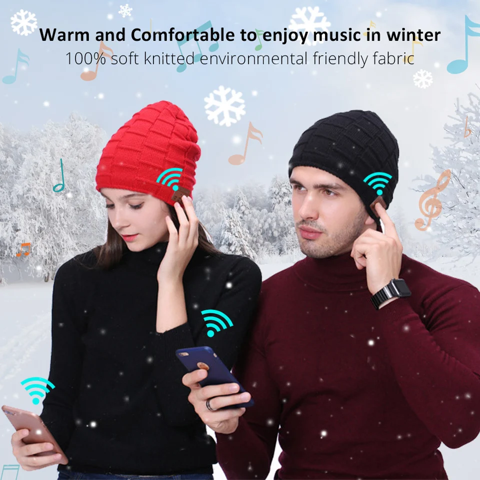 Wireless Headphone Bluetooth music Hat Winter Cap Knit Earphone Handsfree Sport Headset With Microphone For smartphone