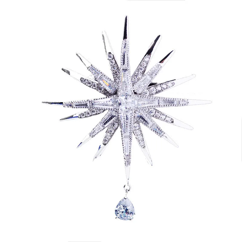 OKILY 2021 Fashion Zirconia Shiny Star Pins and Brooches for Men Suit Accessories High Quality Brooch Party Jewelry