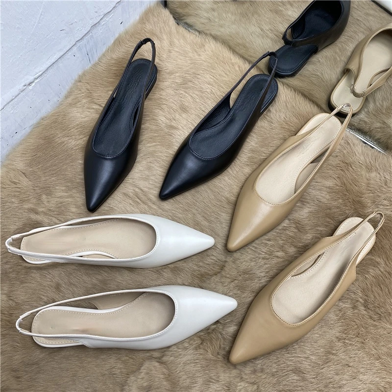 New Pointed Toe Flat Shoes Spring 2021 Closed Toe Strap Flat Heel Women\'s Sandals