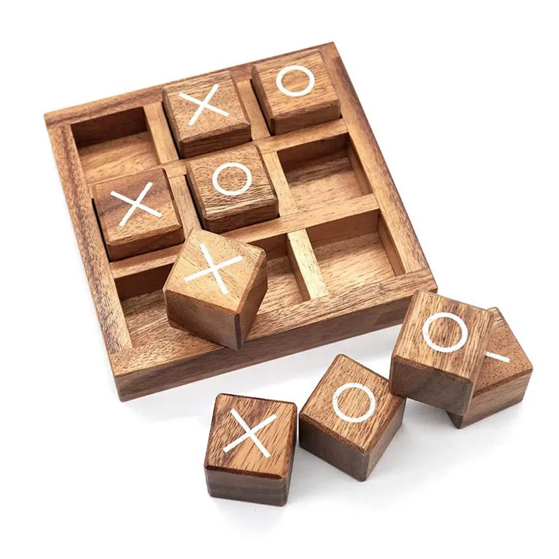 Ahşap Tic Tac Toe Tahta Oyunu XO Satranç IQ Mantık Oyuncaklar Ebeveyn Çocuk Etkileşimi Parti Oyun Juegos De Mesas Para soi La Familia