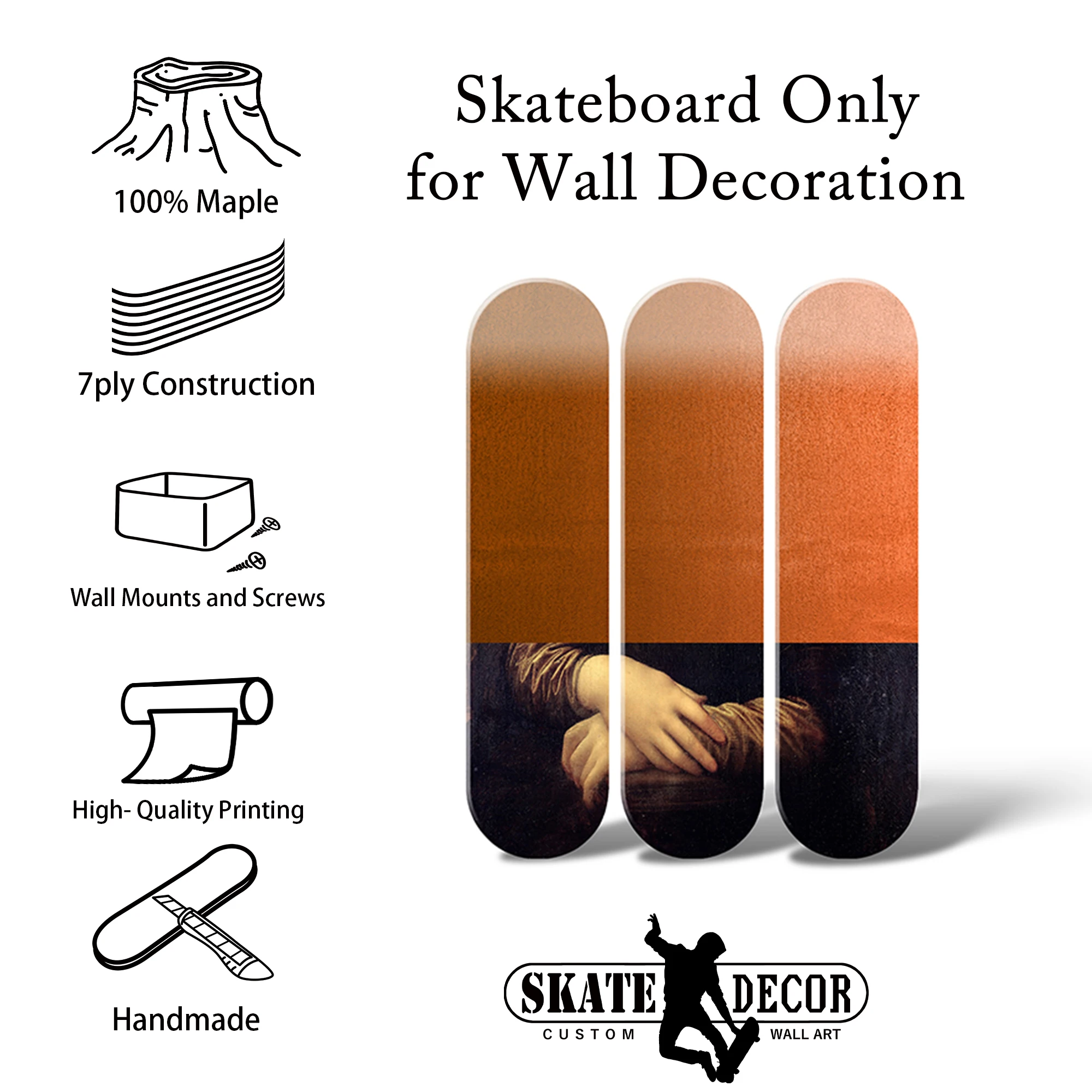 Figure Creative Wooden Boards Skateboard Wall Art Skate Deck Plates Room Ornament Wall Decor Pub Bar Man Cave Club Decoration view 5