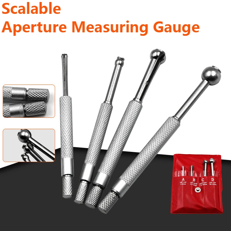 3-14mm Small Hole Bore Gauge 4Pcs Ball Type Telescoping Measure Gauge 1/8