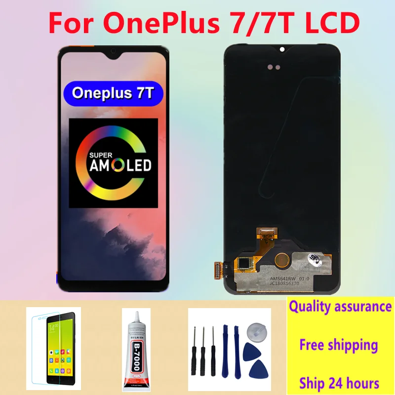 Tested AMOLED For OnePlus 7T LCD Display Touch Screen 1+7 Digitizer Replacement Parts For Oneplus 7 Display LCD 1+7T Screen