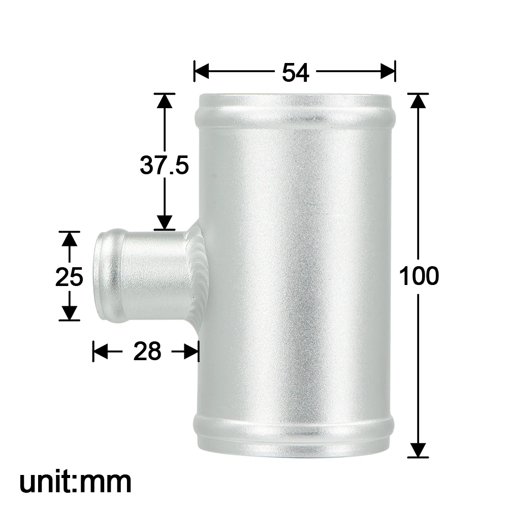 

Т-образная труба 54 мм, алюминиевые воздухозаборные системы охлаждения, турбо-интеркулер, Т-образный трубопровод для 25 мм OD BOV