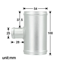 54MM T-Pipe Aluminum Intake Cooling Systems Turbo intercooler T-Pipe piping for 25mm OD BOV