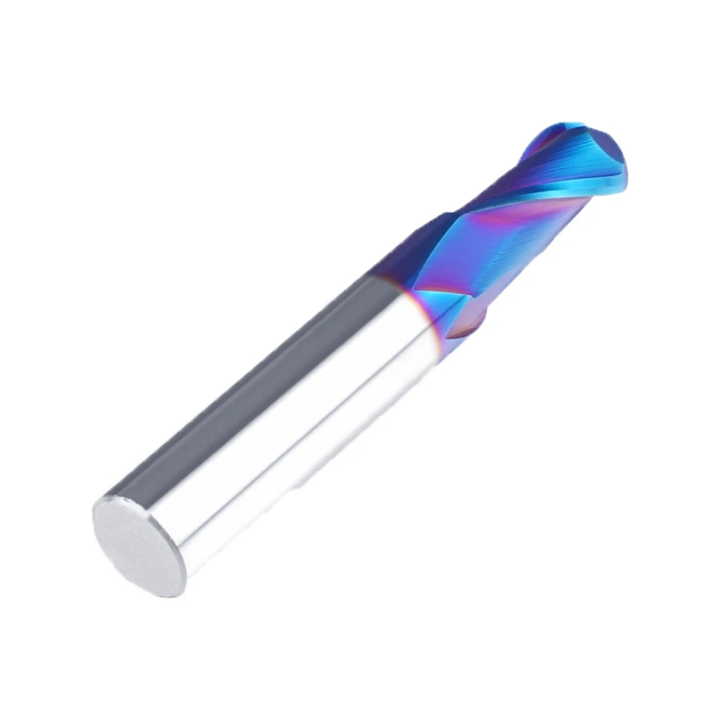 Broca de extremo de punta de bola Nano azul HRC60, fresa de corte central CNC de acero de tungsteno R1.0 R0.75, molino de extremo de carburo sólido