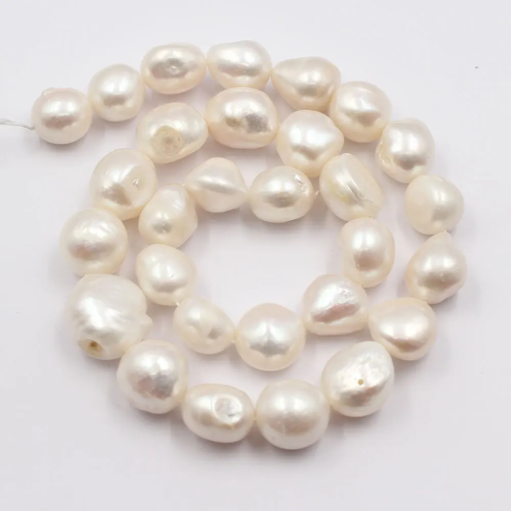 

Genuine Natural 11x14-12x15mm White Baroque Keshi Pearl Strands Loose Beads For Necklace Bracelet Jewelry DIY