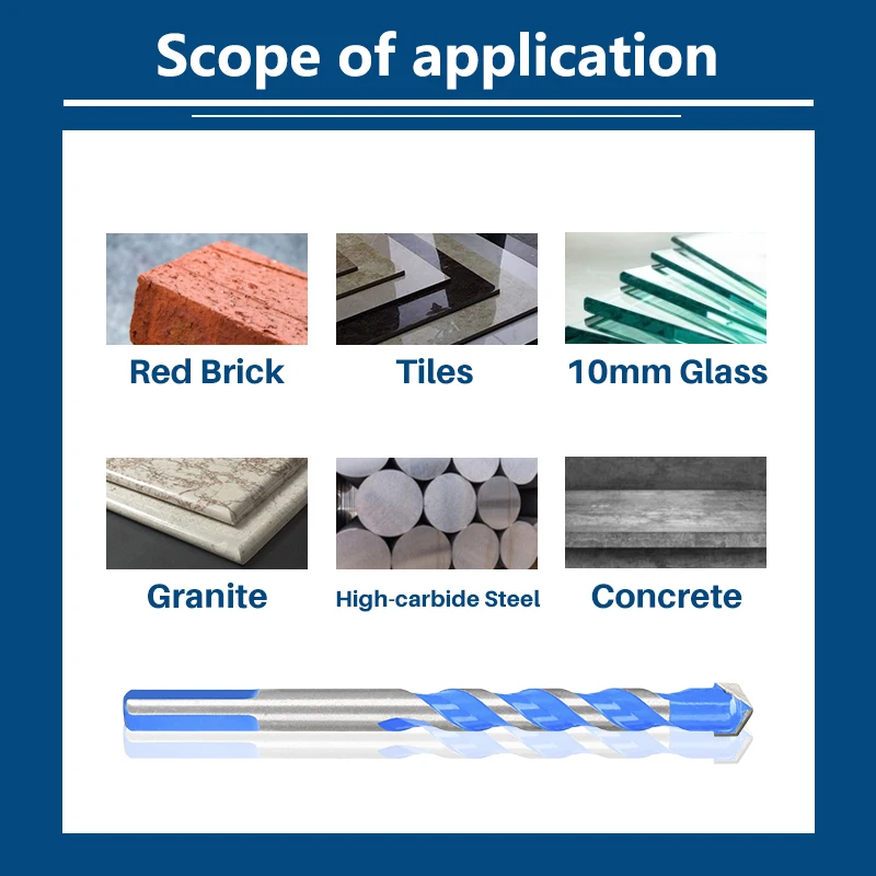 Broca XCAN-Glass, Triangle Bit, Telha cerâmica, Concrete Brick, Wood Hole, Drilling Cutter, 3mm, 4mm, 5mm, 6mm, 8mm, 10mm, 12 milímetros