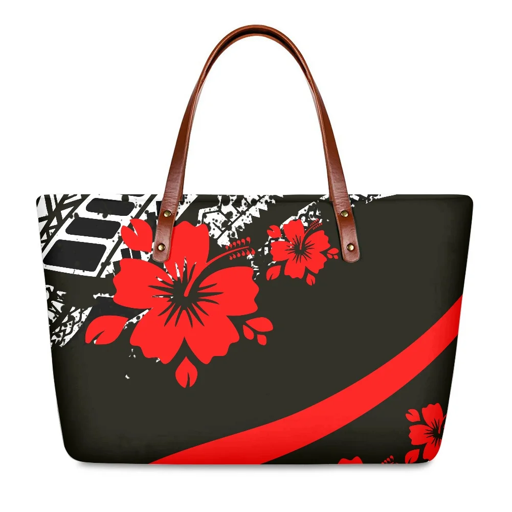 Luxury Women Bags Brands Polynesian Tribal Hawaii Flower Print Casual Luxury Travel Bag Multi Function Black Designer Travel Bag