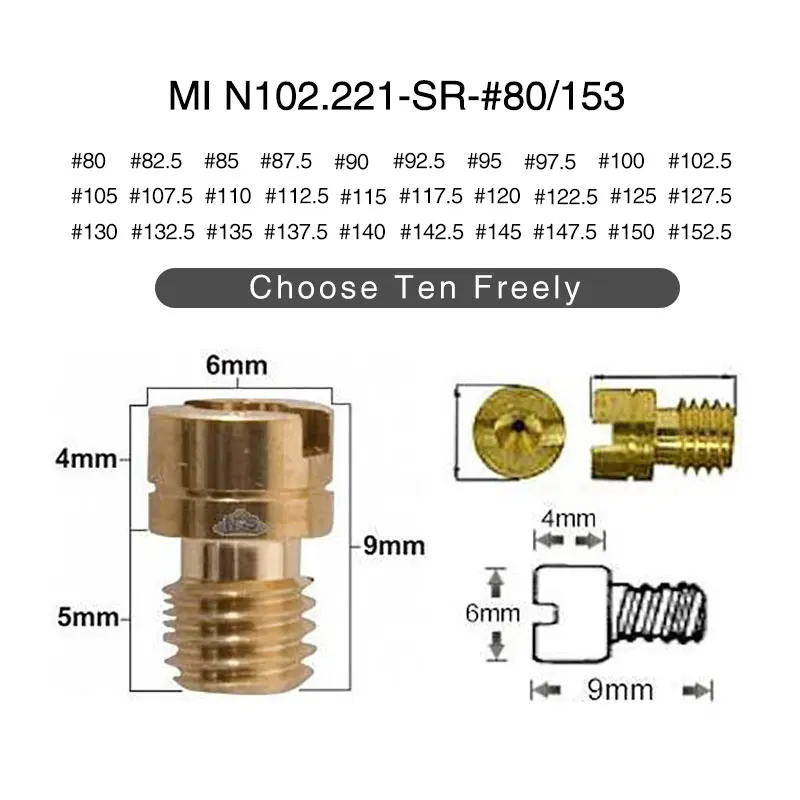 Sclmotos- N102.221 Mikun Small Round Main Jets Carburetor For Yamaha YFM660 For Kawasaki For Polaris For Suzuki ALT50 DRZ400