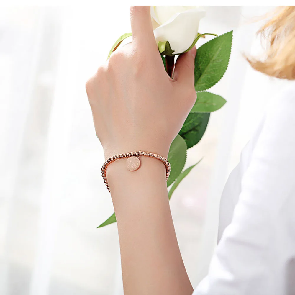 Fashion Beaded Bracelets Stainless Steel Forever Love  Charm Bracelet for Women Girl Jewelry Gift