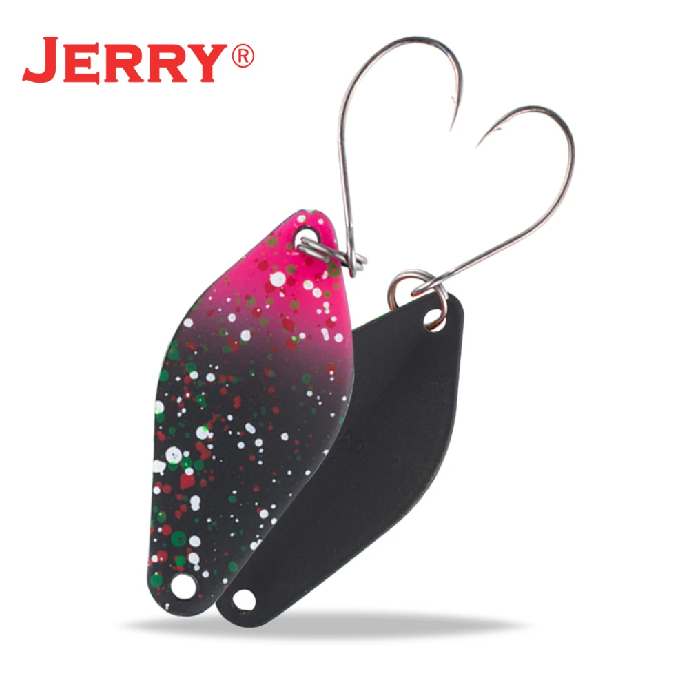 Jerry 2.5g wysokiej jakości przynęty na pstrągi Mini mosiężne łyżki wędkarskie przynęta słodkowodna Spinner Bait Pesca kwiaty bombki pojedyncze haczyki — zdjęcie 6