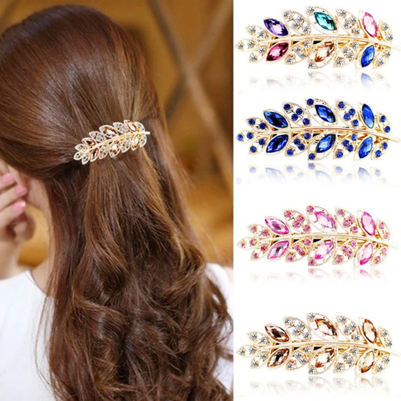 

Women Fashion Rhinestone Glitter Horsetail Hairpin Spring Clip Ladies Luxury Jewelry Crystal Hair Clip Gorgeous Hair Accessories