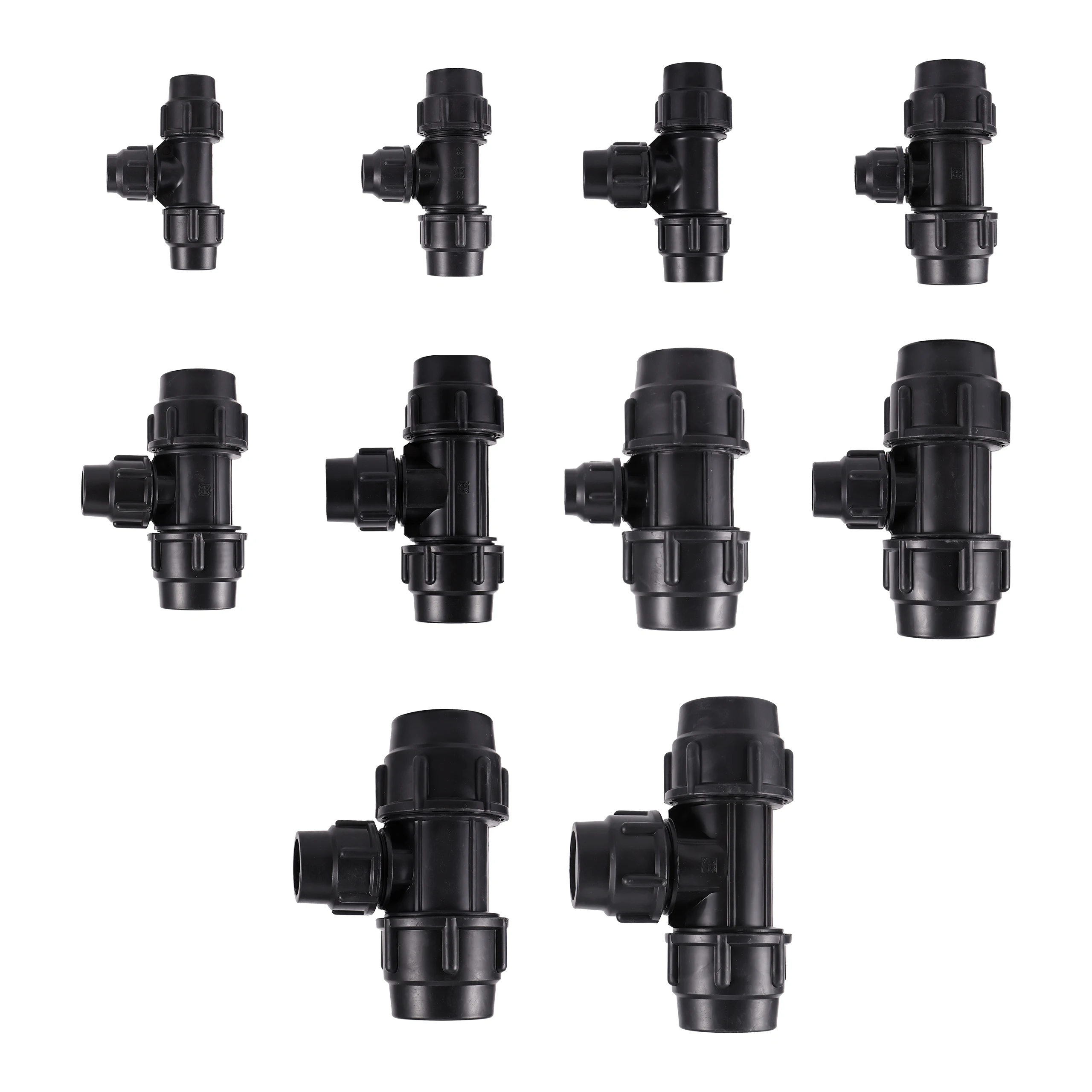 

Plastic PE Water Pipe Quick Tee Conversion Connector 20/25/32/40/50mm 3-Way Reducing Coupling Farm Greenhouse Watering Splitter