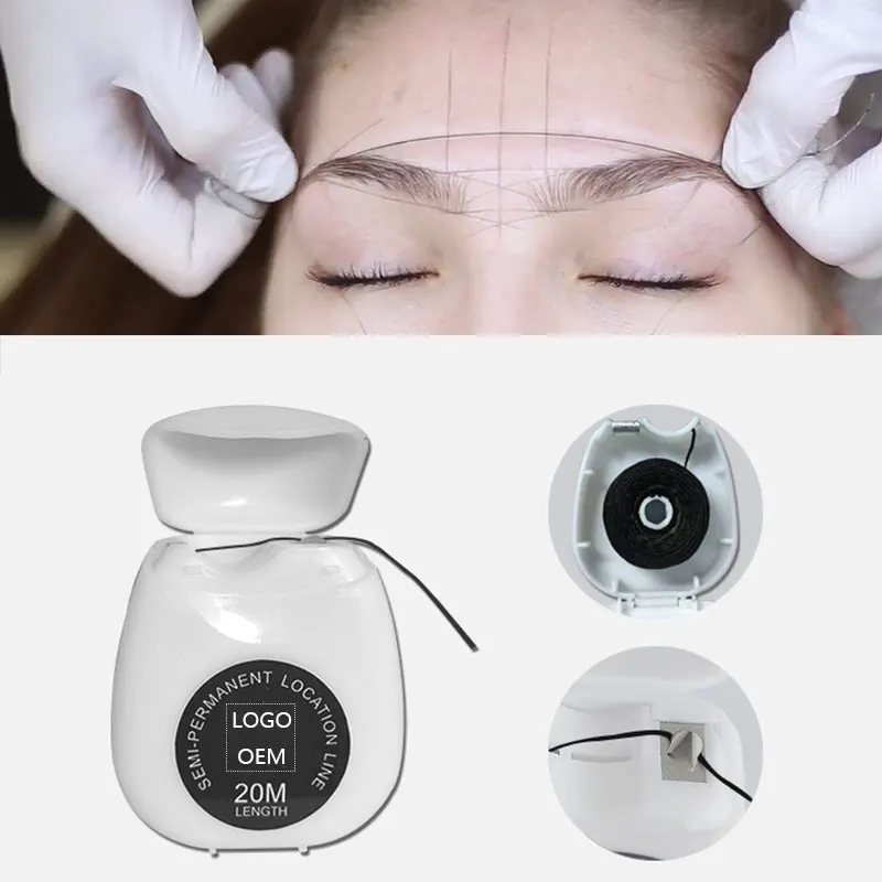 

New Microblading MAPPING STRING Pre-Inked Eyebrow Marker thread Tattoo Brows Point 20m Pre Inked tattoo PMU string for mapping