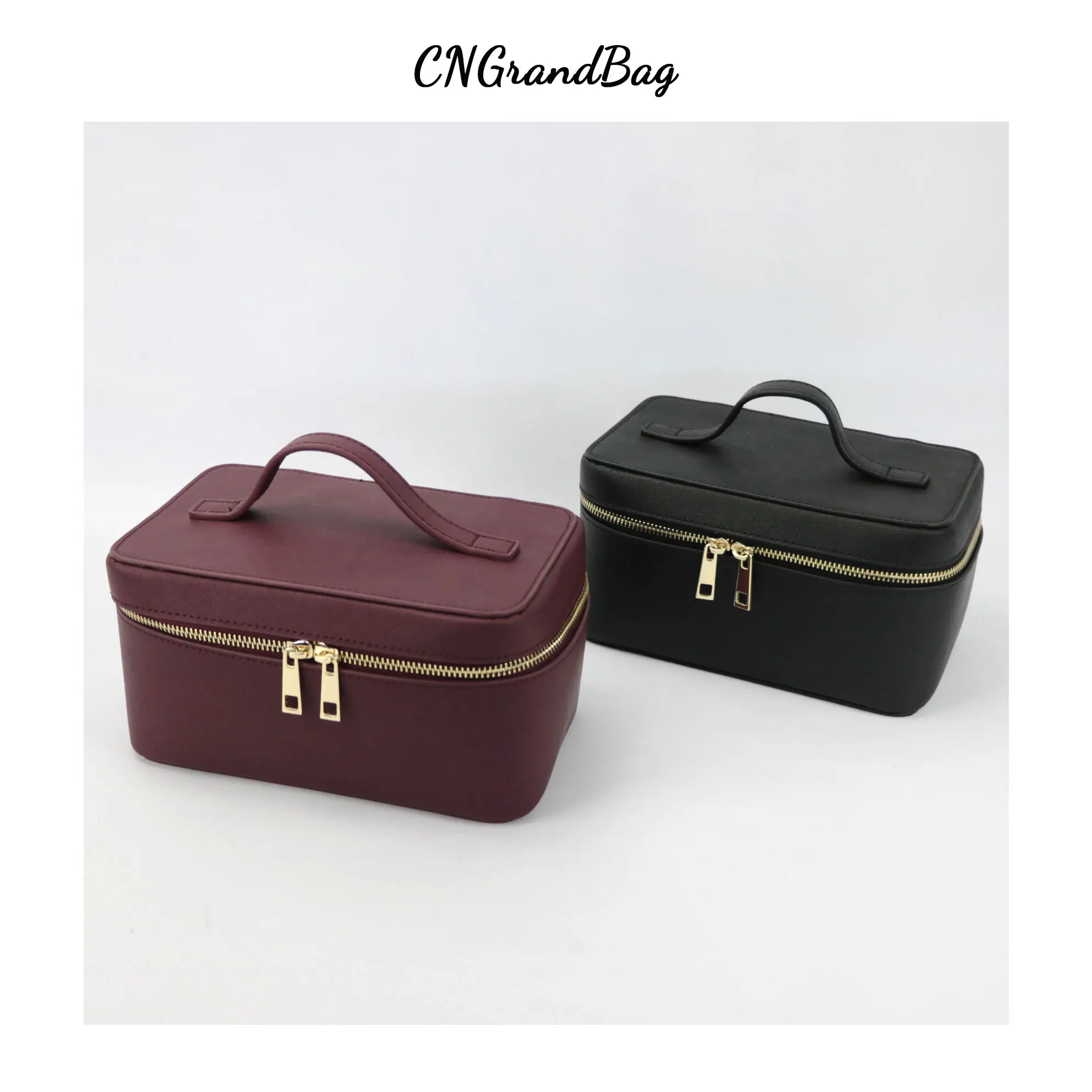 Ladies Saffiano Split Leather Travel Toiletry Case Bag Portable Hanging Makeup Organizer Box Dopp Kit Cosmetic Bag For Women