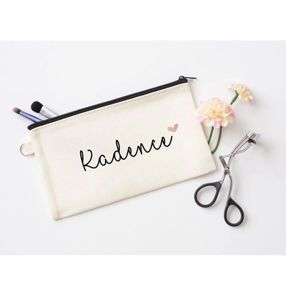 

Personalized white Makeup Bag, Bridesmaid Proposal Gift bag for her, Name makeup bag Custom mother of the bride Cosmetic Bag,