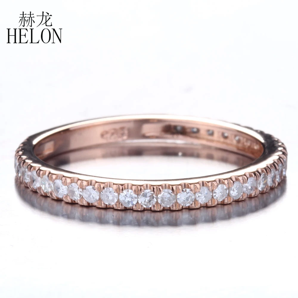 

HELON Brilliant Anniversary Diamonds Ring Solid 14K Rose Gold 0.33ct Natural Diamonds Wedding Engagement Jewelry Diamonds Ring