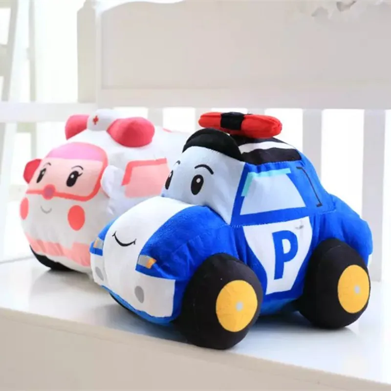 23/30cm Cartoon Cute PoliceCar Ambulance Cute Plush Stuffed Toy Kawaii Car Doll Baby & Toddler Toys For Children Birthday Gifts