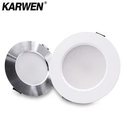 Karwen-lâmpada de led embutida redonda, de teto, ac, 220v, 230v, 240v, branco quente, iluminação interna, 5w, 7w, 9w, 12w, 15w