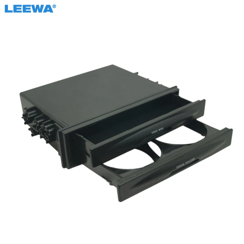 

LEEWA 5X Car Universal Radio CD Refitting Pocket Stereo Dash Installation Mounting Trim Fascia Kit Drawer With Drink Cup Holder