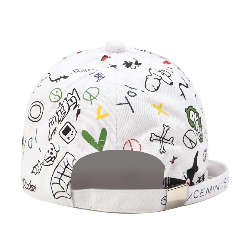 FS 2024 Black White Graffiti Print Baseball Caps For Men Streetwear Snapback Hip Hop Cap Brand Women Trucker Hat Bone Masculino