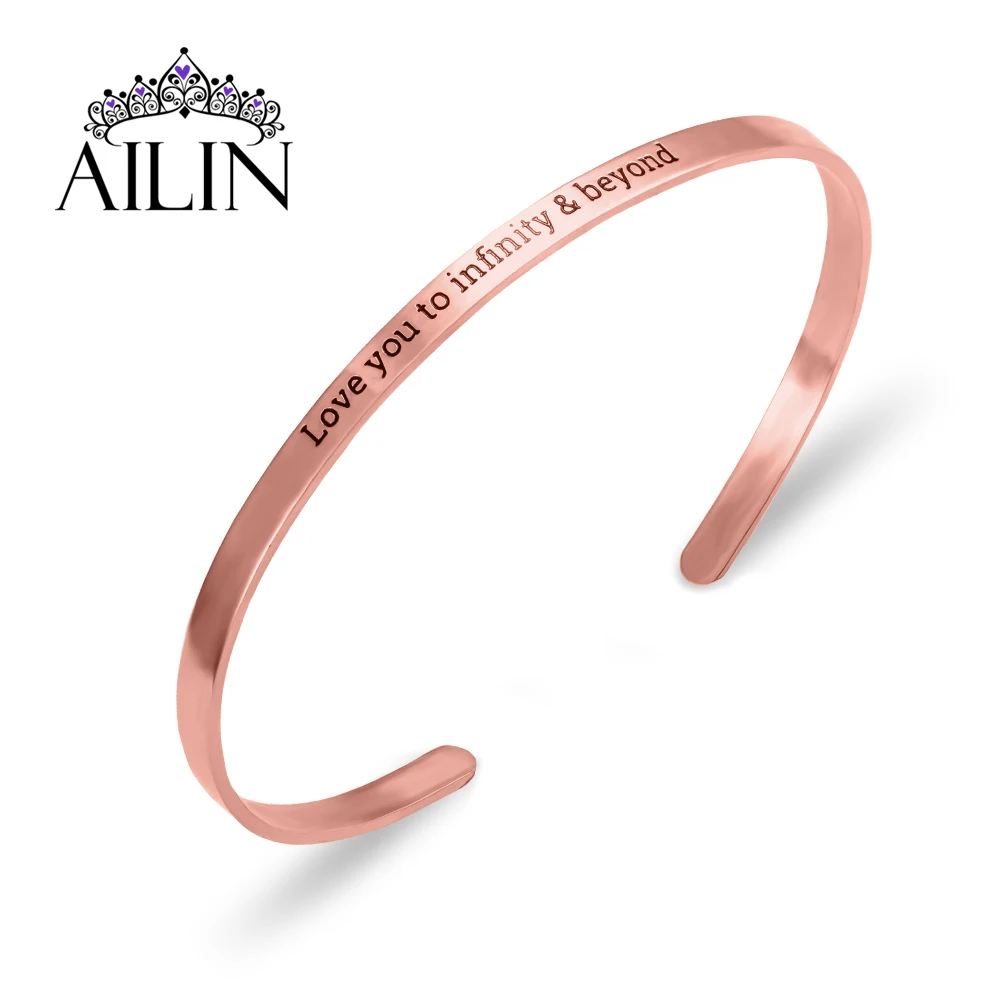 

AILIN 18k Gold Plated Custom Bracelet Women Engraving Nameplate Name Bracelet Personalized Cuff Bangle Customized Jewelry Gifts