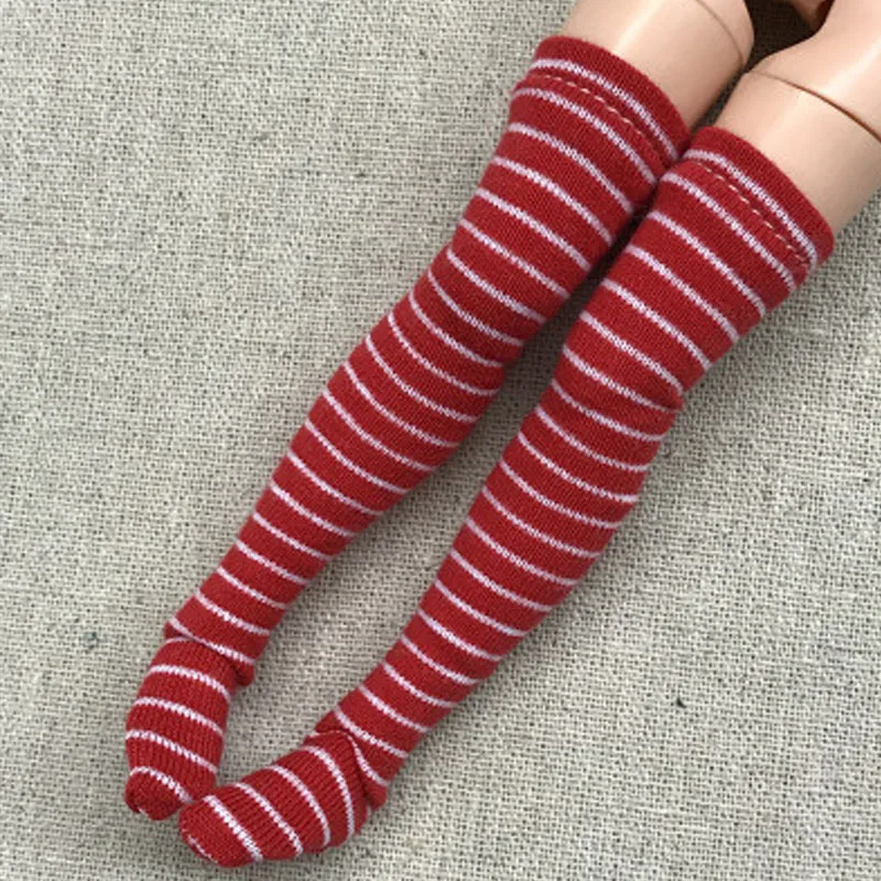 1pair Striped Stockings for Barbie Doll Thigh High Stockings For Blythe 1:6 Doll Long Sock For Momoko 1/6 Doll Accessories Kids