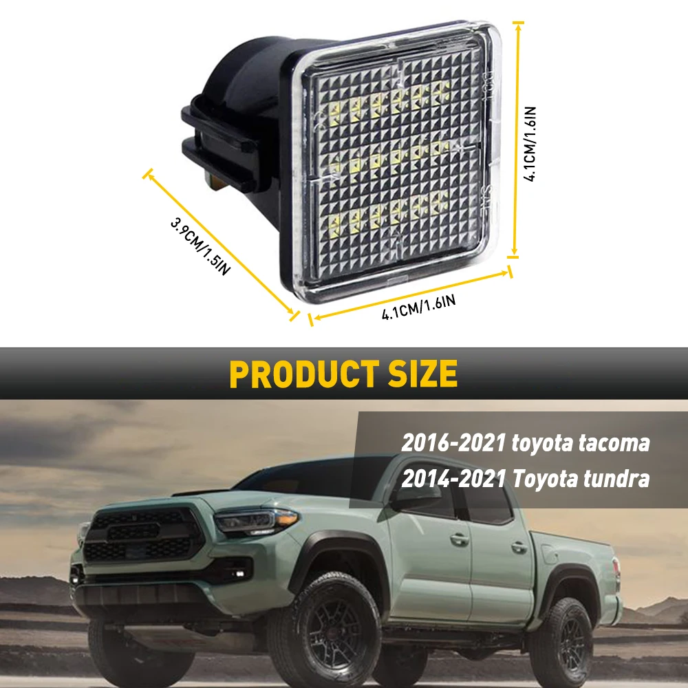 AUXITO 2Pcs For Toyota Tacoma Tundra 2016 2017 2018 2019 2020 2021 CANBUS Car LED License Number Plate Light Lamp White 12V