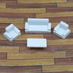 1set 1:50 1:75 Indoor ABS Toys Unpainted Sofa and Table Model Set Architecture Building Layout DIY Dollhouse Kits for Diorama