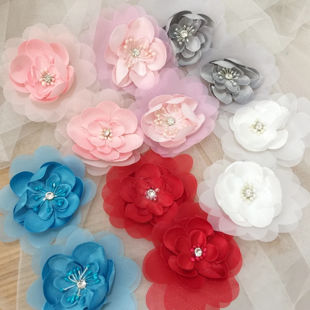 Off-white three-dimensional handmade flowers flowers bride DIY headdress hair accessories lace flower accessories clothing mater