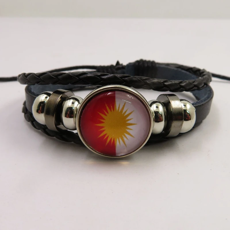 Love Ezidxan Bracelets Handmade Charm Yazidi Ezidxan Flag Leather Bracelets For Women And Men Jewelry Gifts