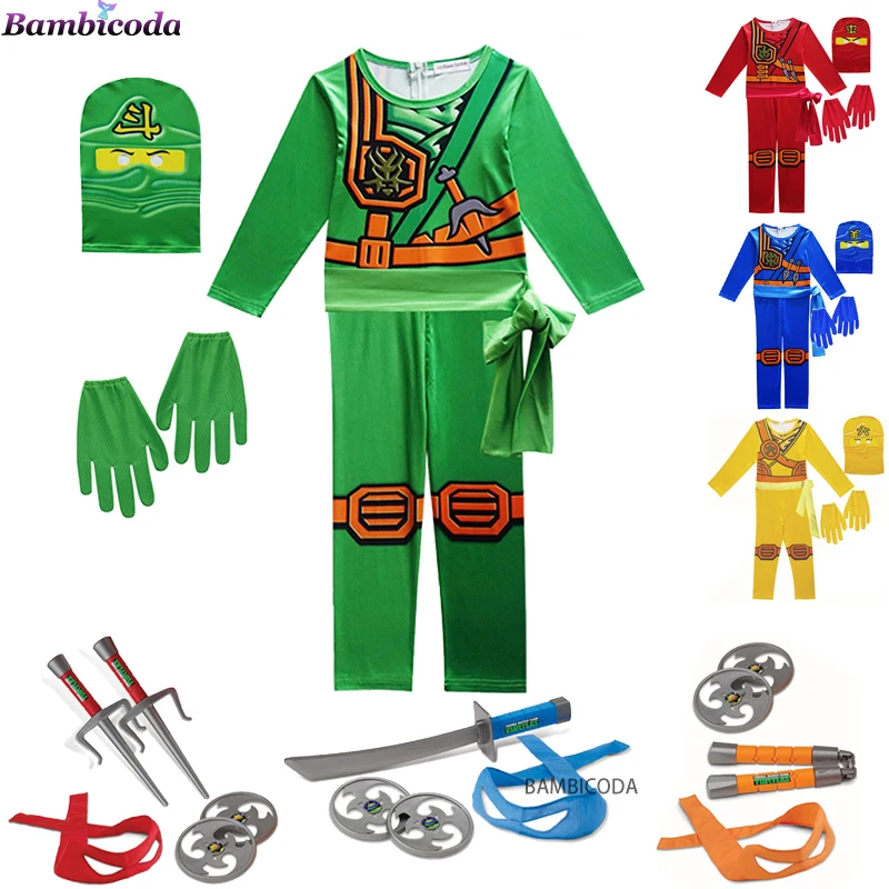 Ninja Cosplay Fantasias para Meninos e Meninas, Macacão, Conjunto de Armas, Anime, Fantasia, Halloween, Natal, Roupas de Festa