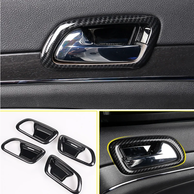 For Jeep Grand Cherokee 2014-2018 Accessories ABS Chrome/Carbon fiber Car Door Inner Handle Bowl Frame Cover Trim Car Styling