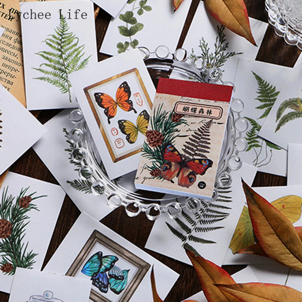 Lychee Life Butterfly Plants Scrapbooking Sticker Handmade Diary Notebook Scrapbook Sticker Decoration DIY Sealing Stickers