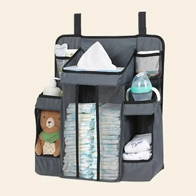 2024 New Baby Bed Diaper Hanging Holder Infant Bedding Nursing Storage Bag Crib Organizer