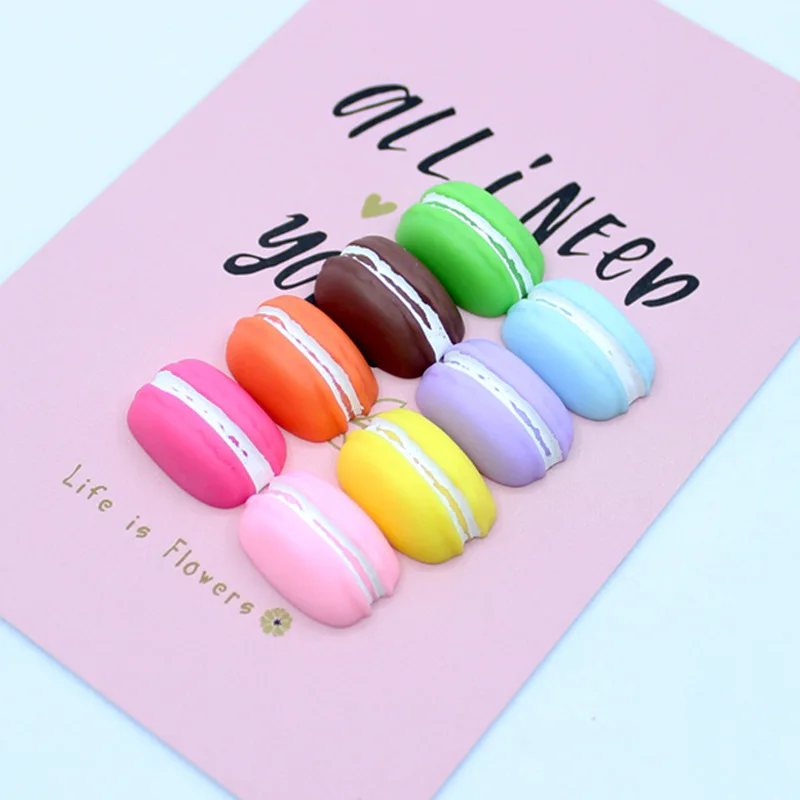 8 Stück Harz süße Macaron Kuchen Flatback Charms Miniatur Verschönerung Applikation DIY Hochzeit Scrapbook Handwerk machen – Detail 4