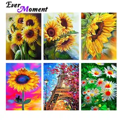 Ever Moment Diamond Painting Art Yellow Sunflower Plant Resin Full Square Drills Handmade Leisure At Home Mosaic Décor ASF2125