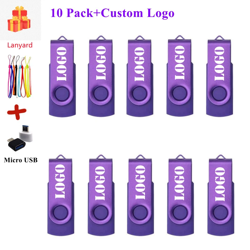 10PCS Free Custom LOGO USB Flash Drive 4GB 8GB 2.0 High Speed Pen Drive 16GB 32GB 64GB 128GB Pendrive metal usb sticks with key