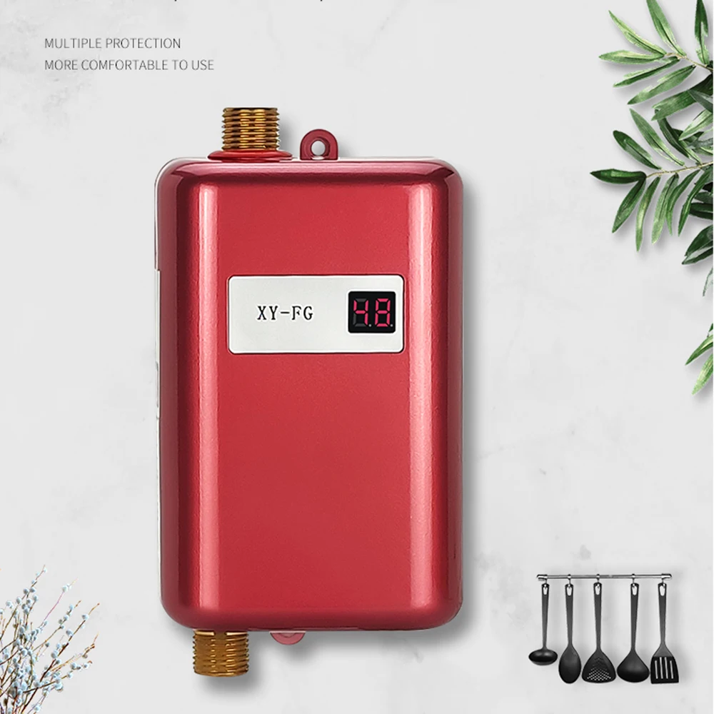 

3800W Electric Water Heater Instantaneous Hot Shower Flow Fast Heating Kitchen Bathroom Stainless Steel Tankless Water Heater