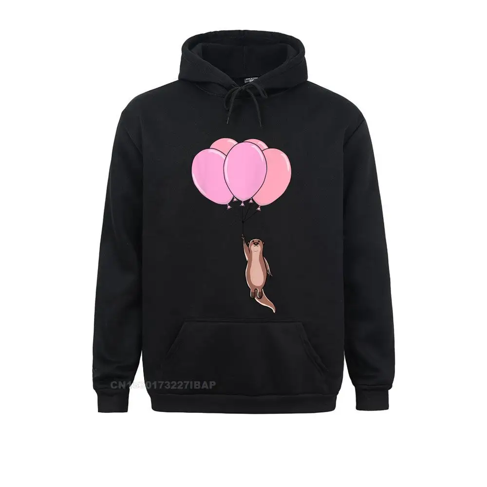 Zee Otter Vliegende Roze Ballonnen Leuke Dier Gift Manga Herfst Mens Hoodies Japan Stijl Kleding Nieuwe Lange Mouw Sweatshirts