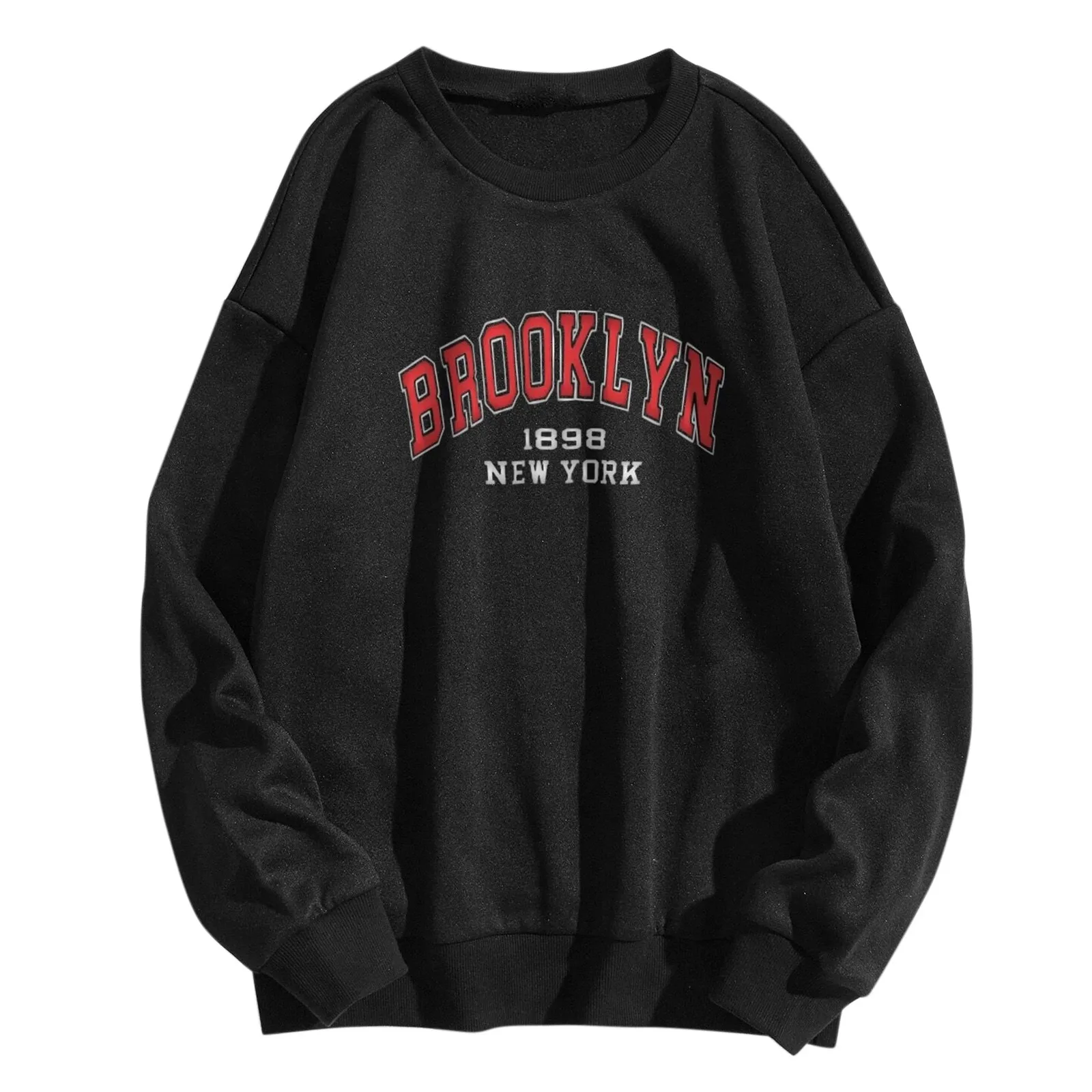 Outono Hoodies das Camisolas das Mulheres Carta Moda Brooklyn Impressão O Pescoço da Longo-luva Moletom Com Capuz da camisola Tops Толстовка