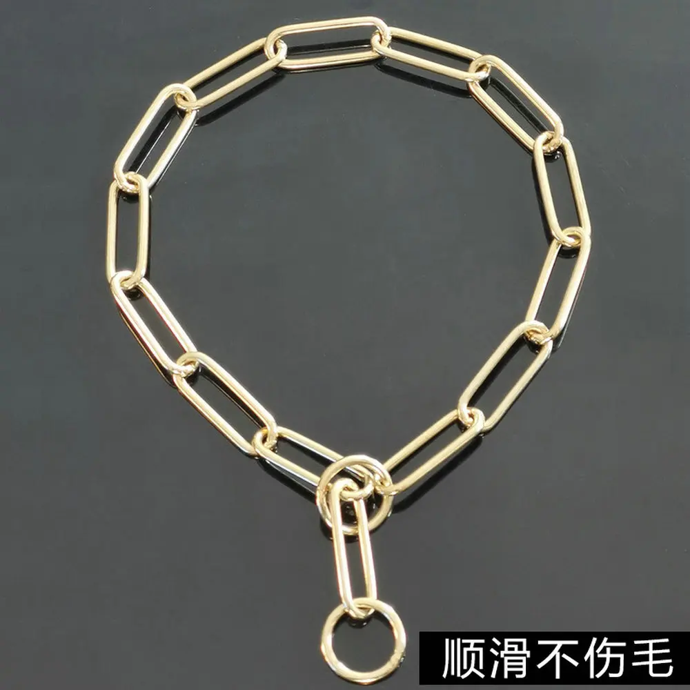 HQ BR01 Smooth and Strong Solid Brass Dog Chain Leash Dog Collar Brass P Chain with Extra Snap hook Special For Middle Giant Dog