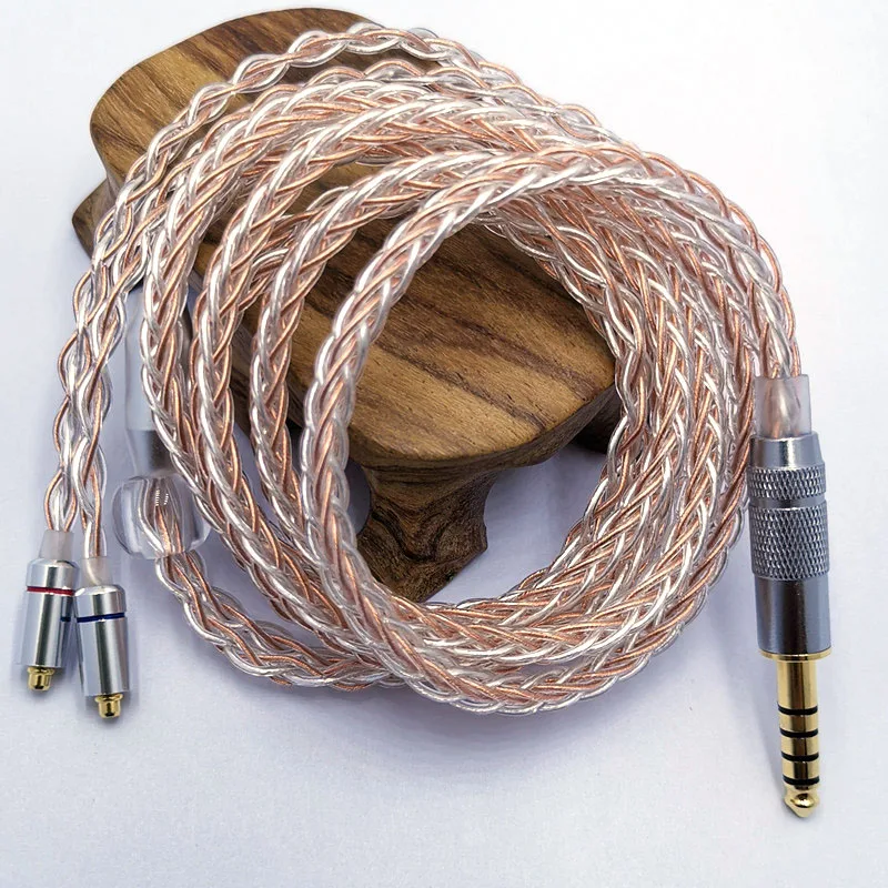 DIY Cabo Atualizado Banhado a Prata, Fio para Reparação, Fone de Ouvido MMCX, 1.2m, 3.5mm, 2.5mm, 4.4mm, RY-C5, 8 Núcleo