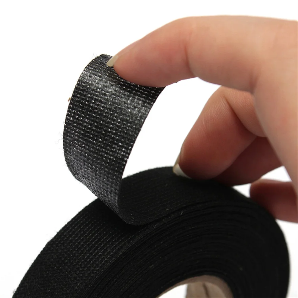 Cinta de arnés de cableado de tela adhesiva fuerte para coches, rollo de 19mm x 15M, 9mm x 15M, Color negro, 1 unidad
