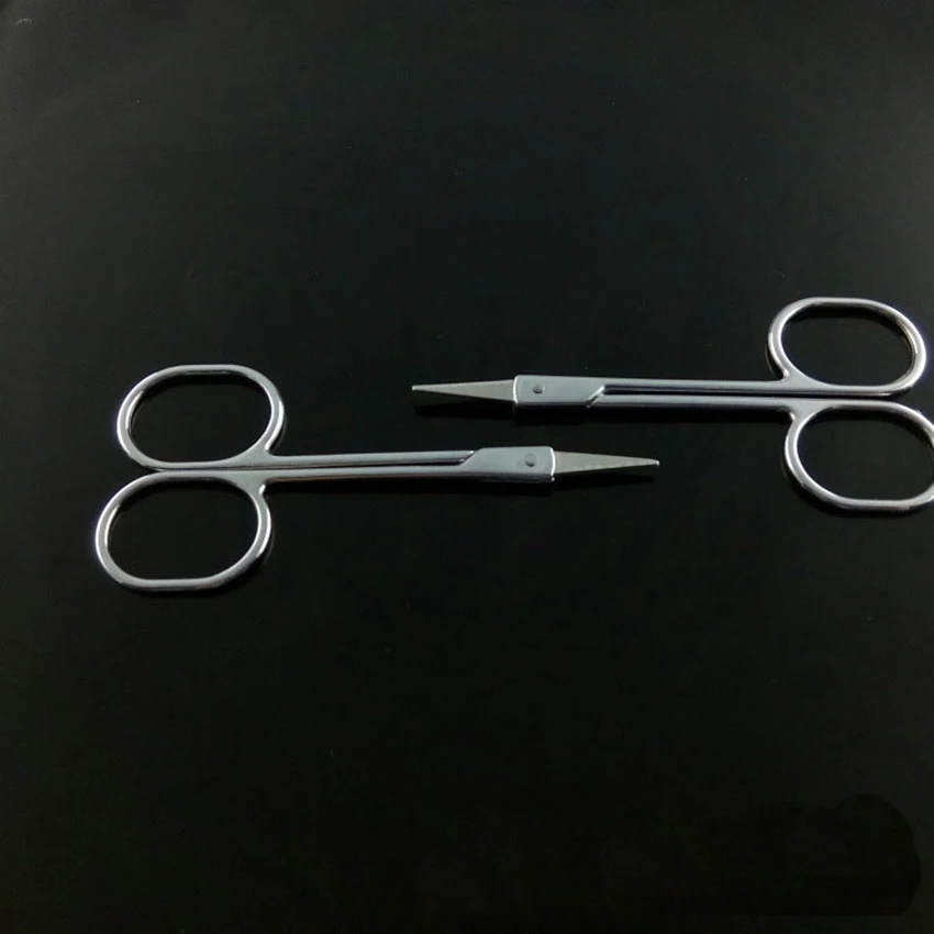 مقص عر الأنف مقص عر الوجه مقص ماكياج صغير الفولاذ المقاوم للصدأ مستقيم تلميح مقص Eyebrows والأنف والفضة