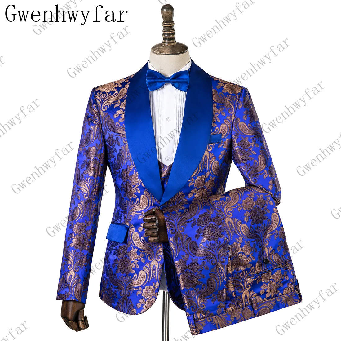 Royal Blue Slim Fit Custom Made Mens Suits 2022 Wedding Suits For Groom Tuxedos Three Pieces Groomsmen Suits Regular Big Sizes