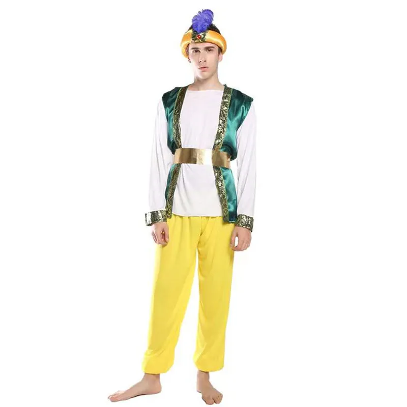 Men Aladdin Anime Cosplay Adult Halloween Arabic Traditional Prince Costumes Carnival Purim Parade Role Play Showing Party Dress