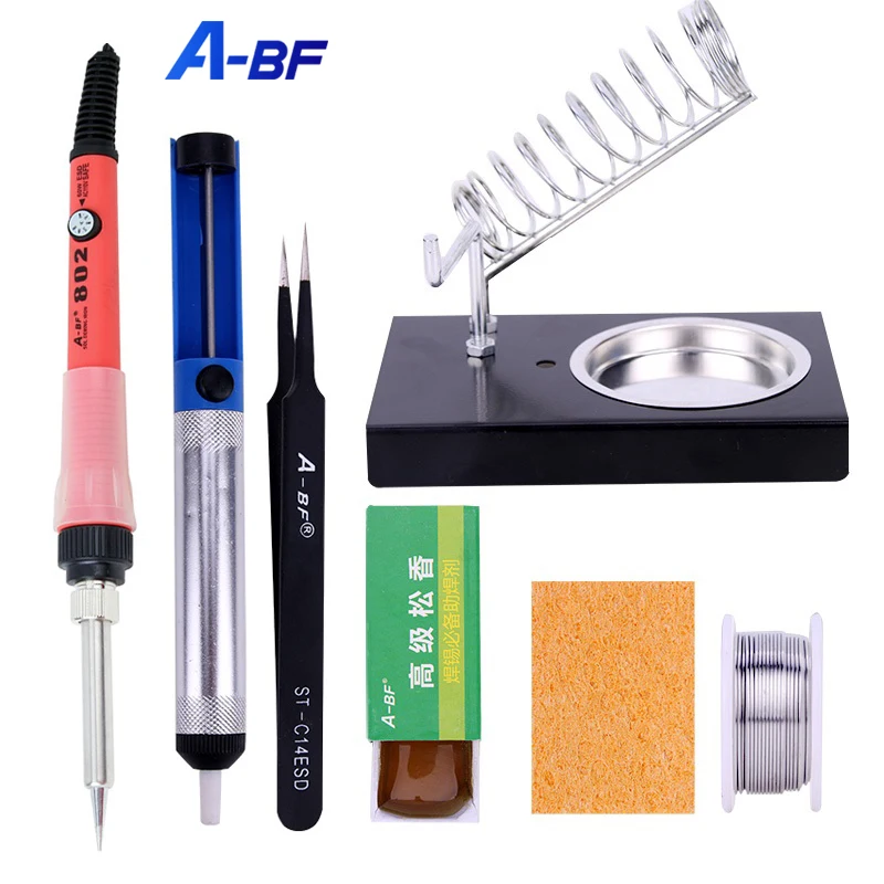 

A-BF HS802 60W Portable Soldering Iron Adjustable Temperature 110V 220V Electric Solder Iron Mini Heat Pencil Repair Tools Set