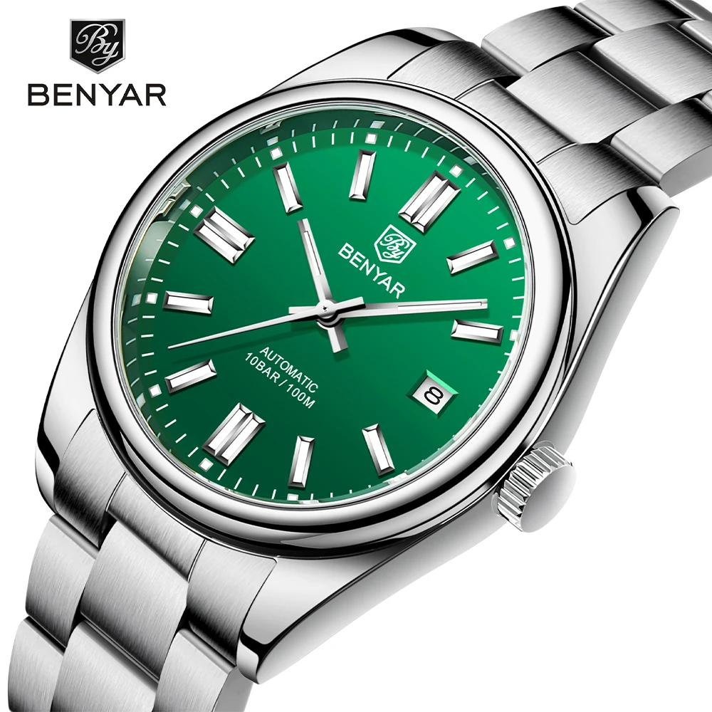 BENYAR New Diver Watch for Men 10Bar Waterproof Men Mechanical Wristwatches Luxury Stainless Steel Automatic Watches